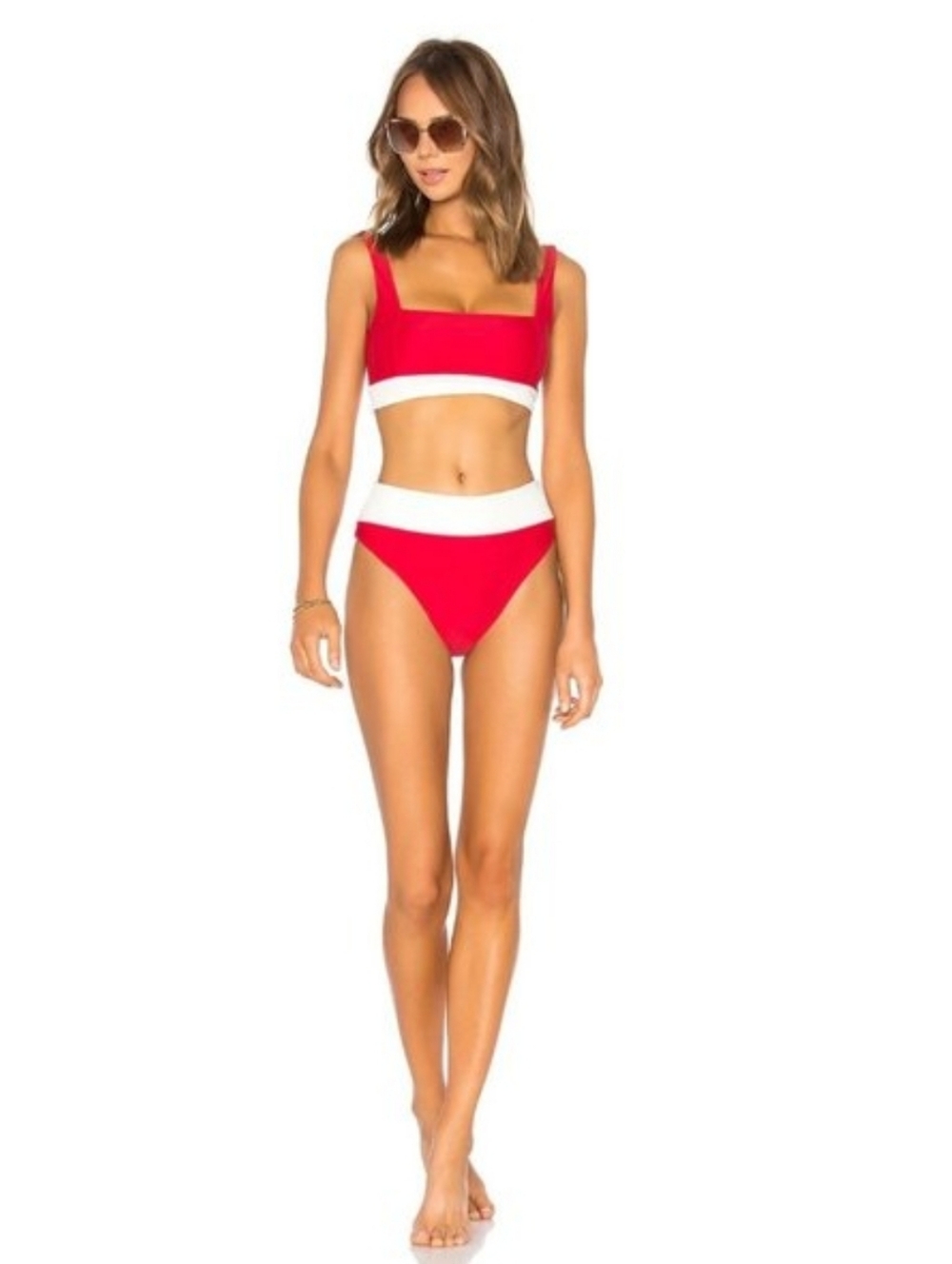 Tularosa Mack High-Waist Bikini Rich Red Ivory Medium